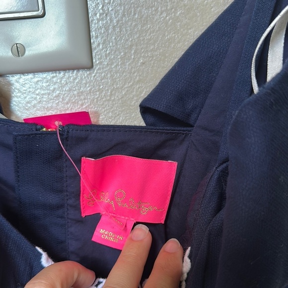 NWT Lilly Pulitzer Blue and White Sheath Mini Dress Spaghetti Straps sz 00 - Picture 4 of 8